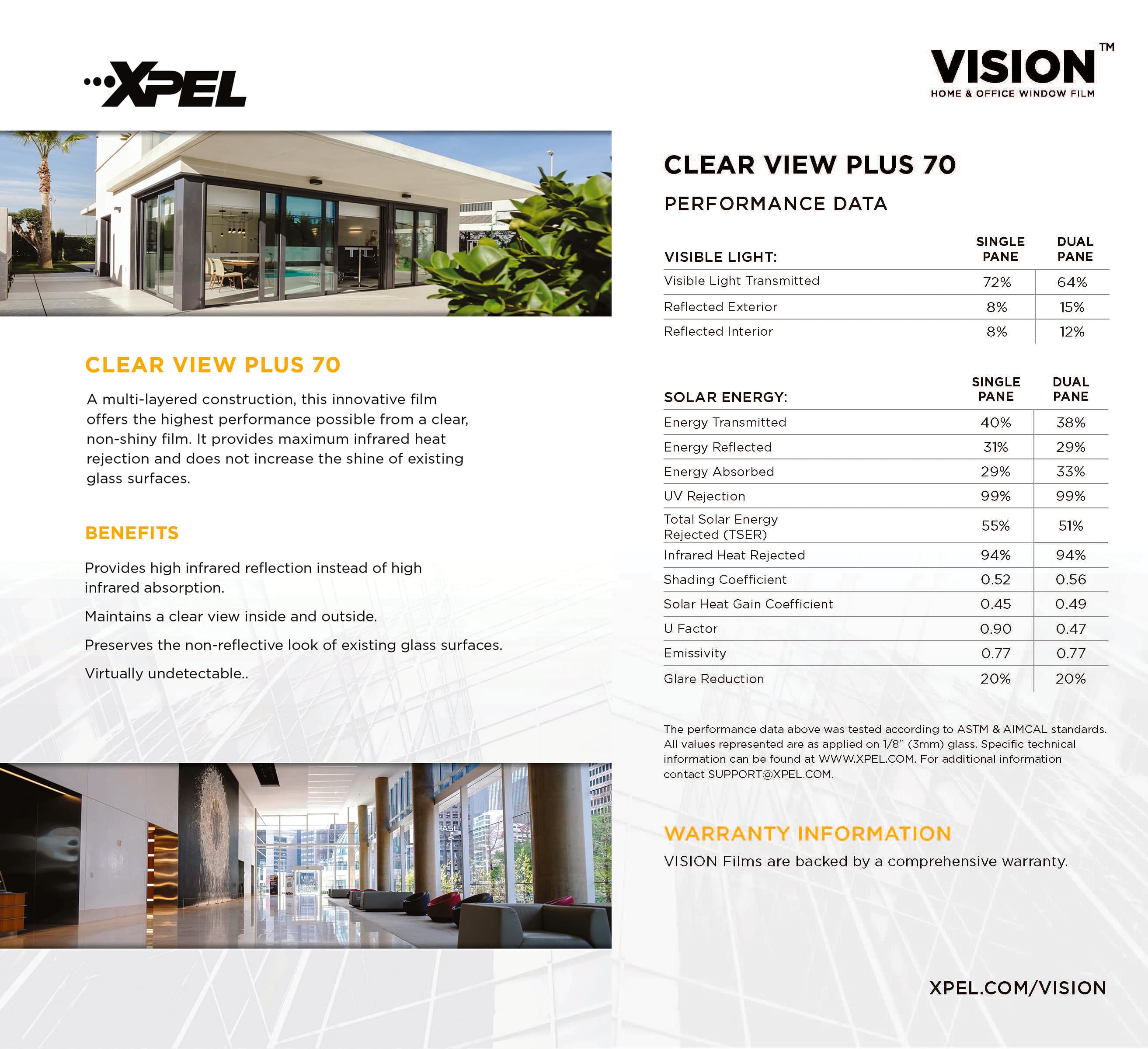 XPEL Clear View Plus installed on commercial lobby glazing