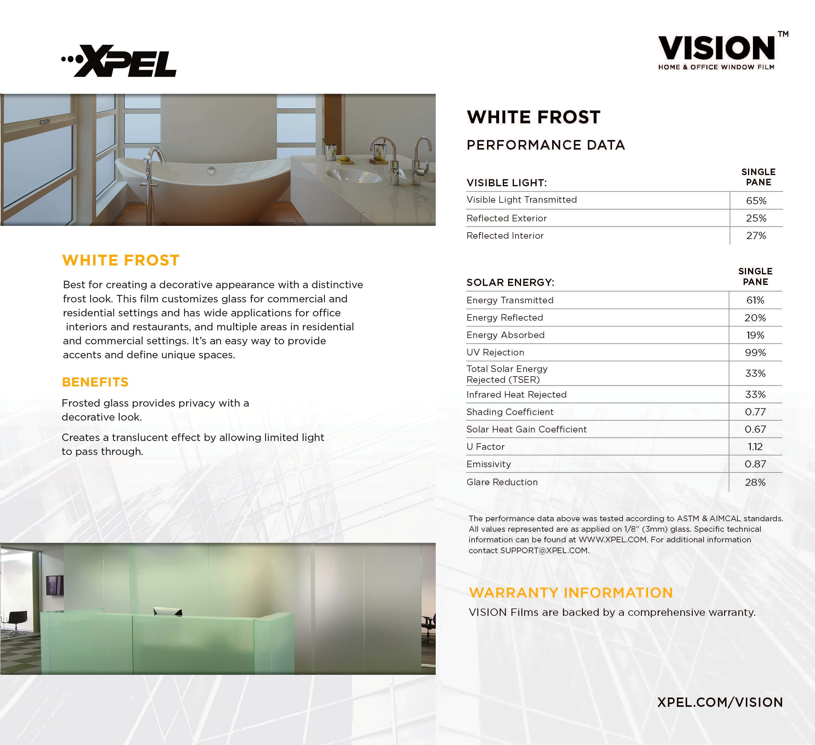 XPEL White Frost installed on office reception glazing